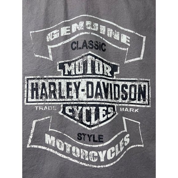 Harley Davidson Mechanic Garage Gray Double Graphic Button Up Shirt 2XL Pocket - Picture 5 of 7
